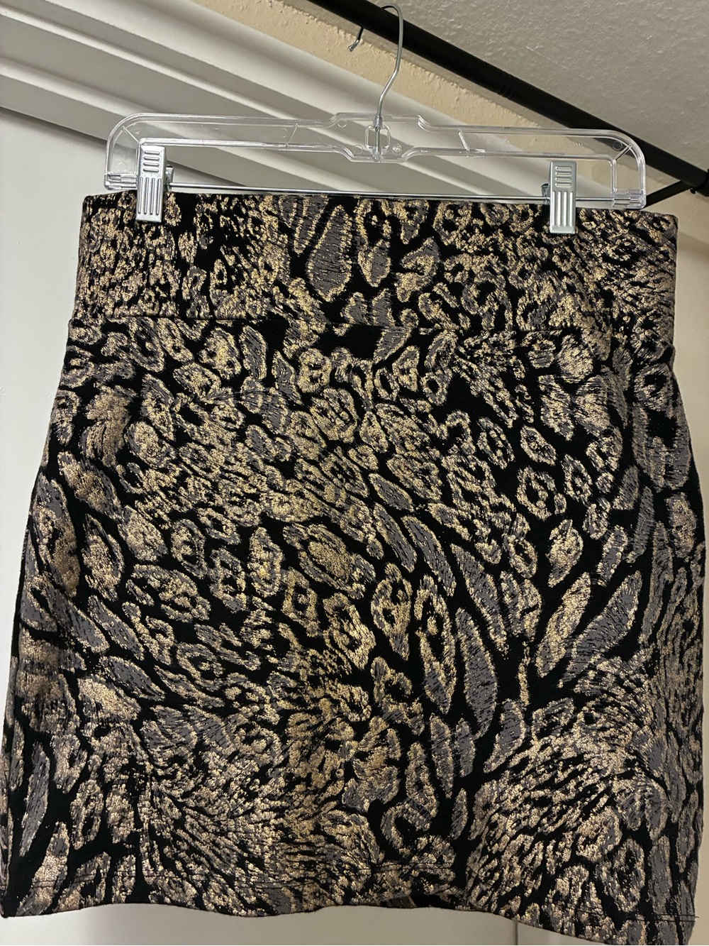 Stretchy Gold Cheetah Print Mini Skirt and Tube Top